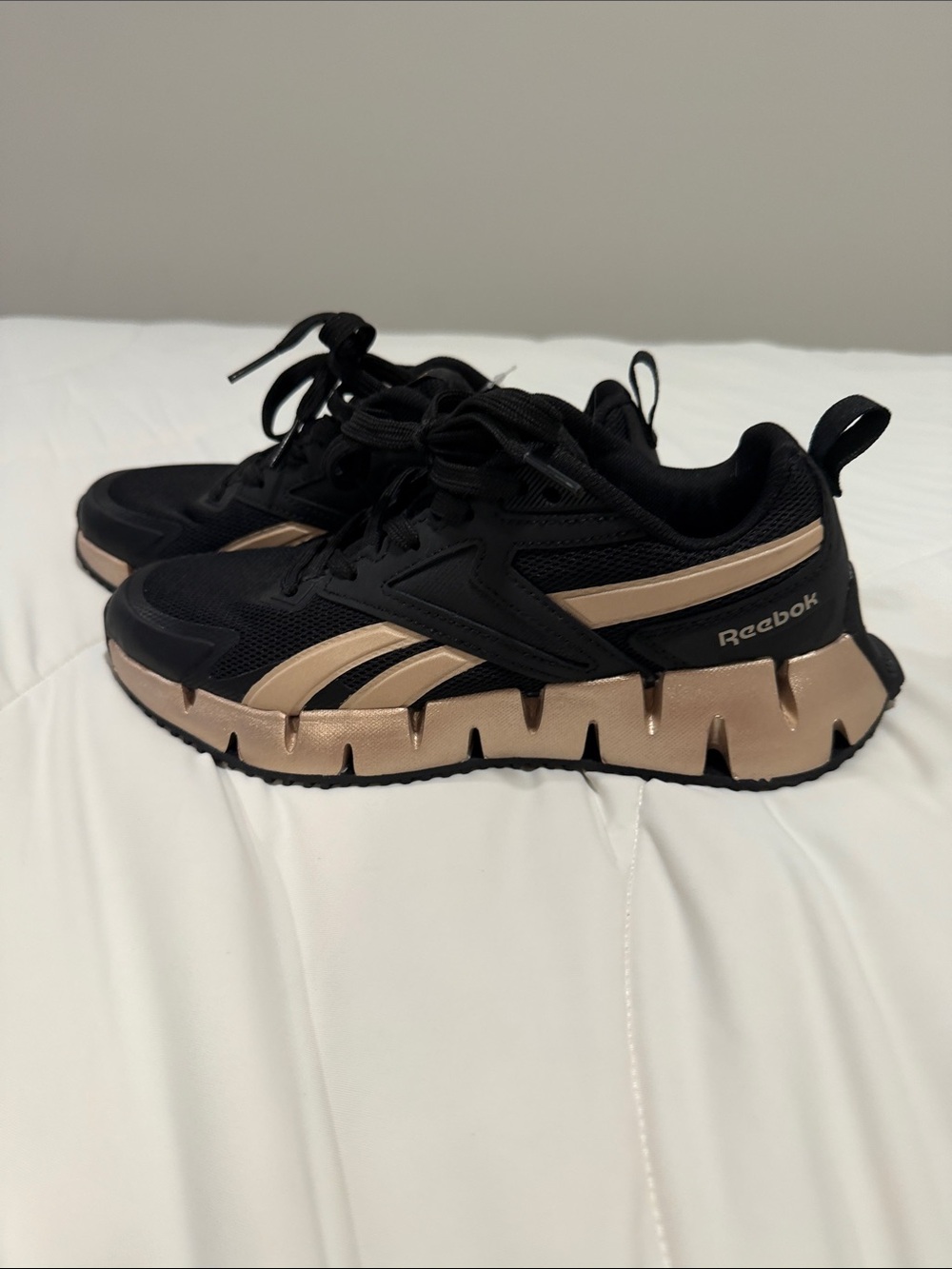 Reebok Black and Rose Gold Chunky Athletic Sneakers